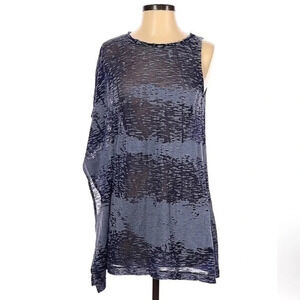 BCBGMAXAZRIA | Navy Blue Sleeveless Sheer One Shoulder Blouse Size XXS